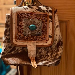 Leather and Real Cow Hide small backpack purse